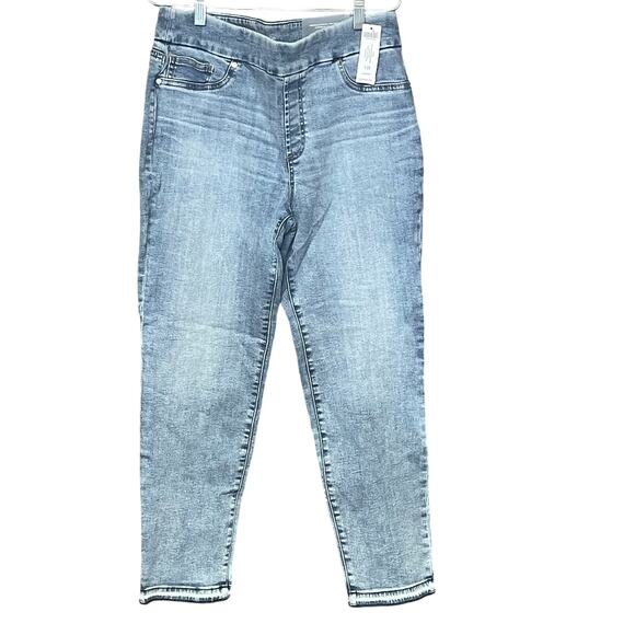 Chico’s pull on ankle stretch denim leggings blue jeans women’s size 8 regular - Picture 1 of 6